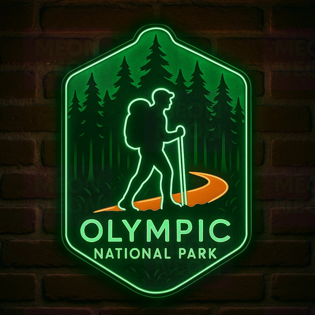 Olympic Peninsula Hiker LED Neon Sign