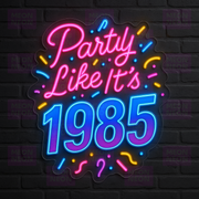 Party Like It's 1985 LED Neon Sign - Confetti Celebration - Multi-Color Rainbow Design - MEON NEON