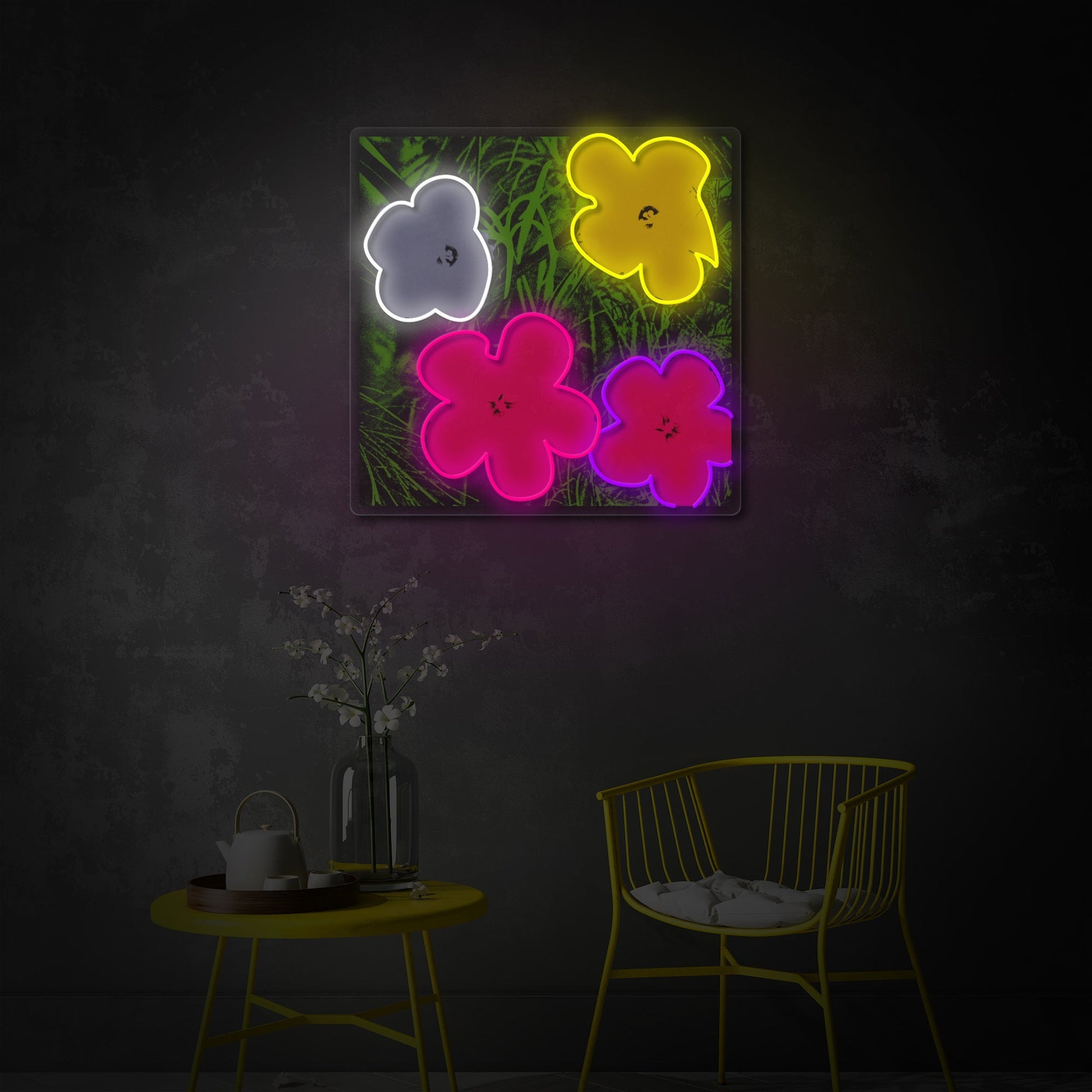 Pop Art Flowers LED Neon Sign | Floral Wall Art - MEON NEON