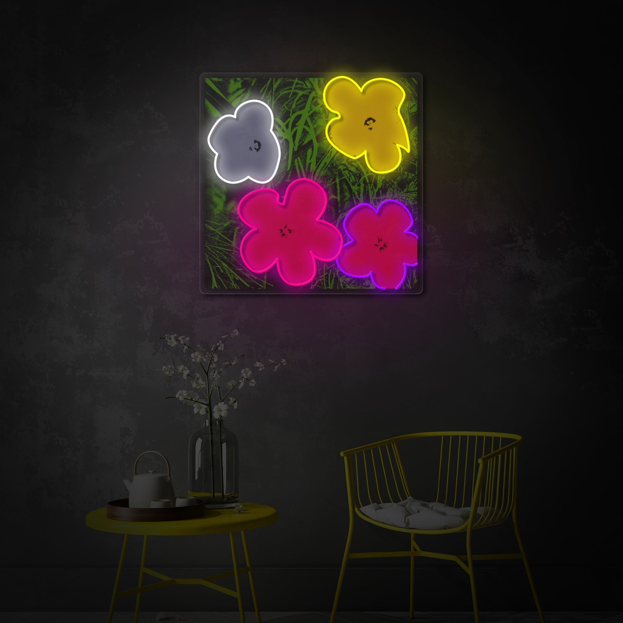 Pop Art Flowers LED Neon Sign | Floral Wall Art - MEON NEON