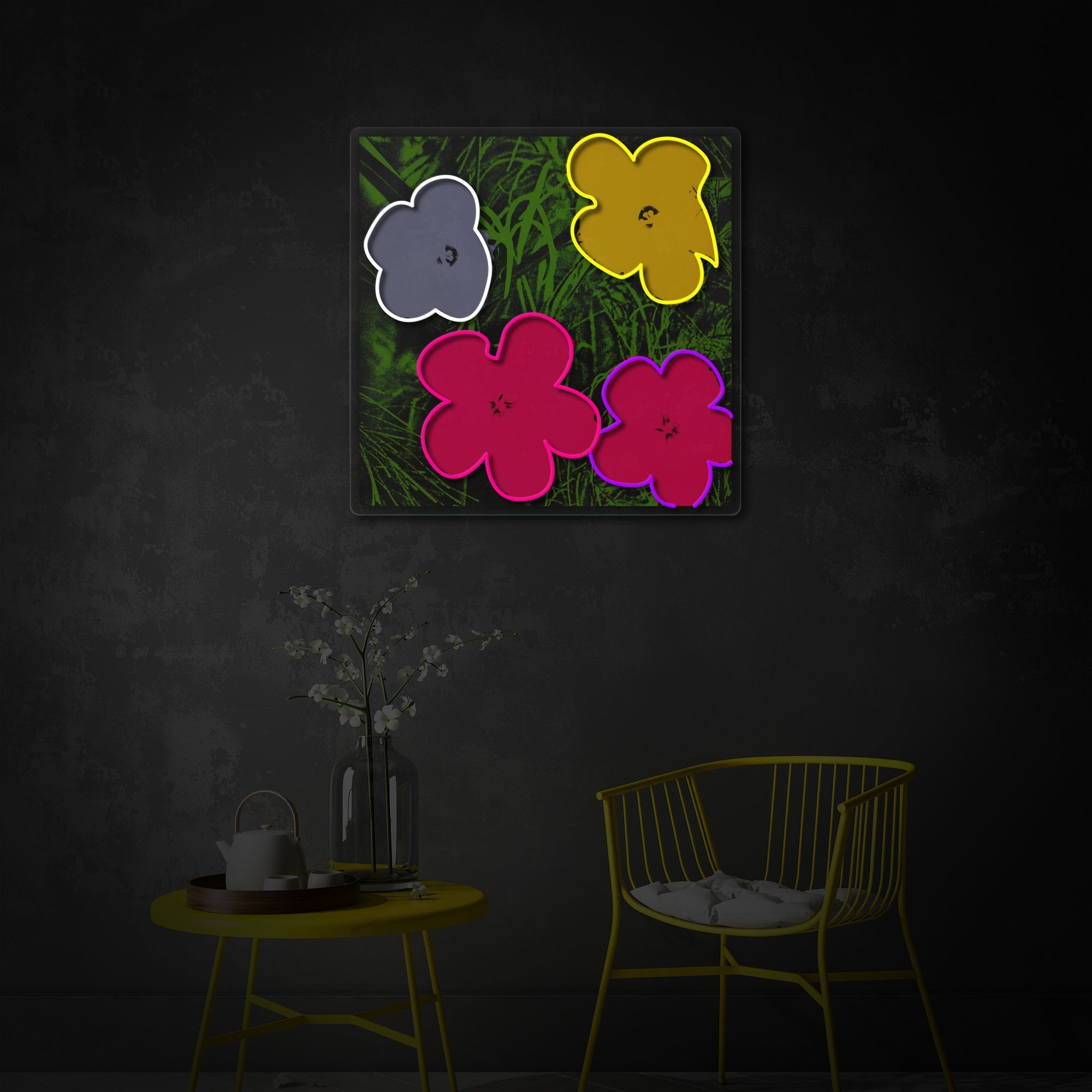Pop Art Flowers LED Neon Sign | Floral Wall Art - MEON NEON