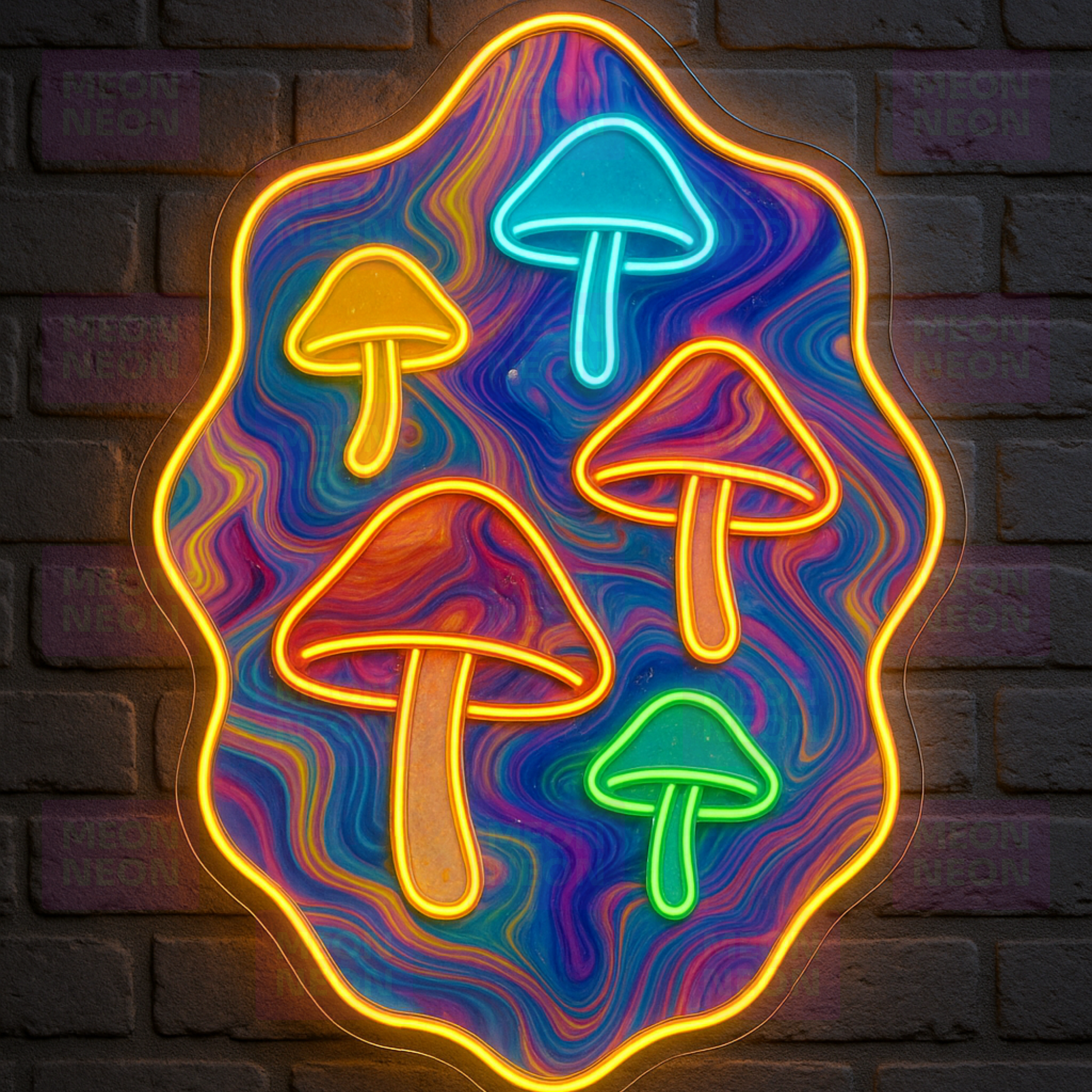 Psychedelic Mushroom Swirl LED Neon Sign - MEON NEON