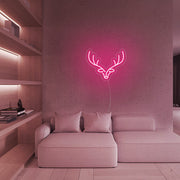Reindeer LED Neon Sign (Style 1) in Hot Pink