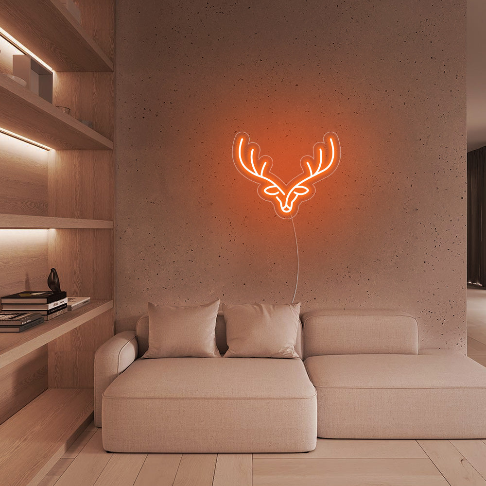 Reindeer LED Neon Sign (Style 1) in Orange