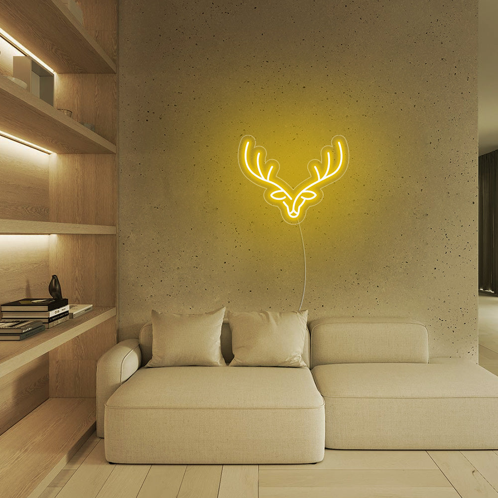 Reindeer LED Neon Sign (Style 1) in Yellow