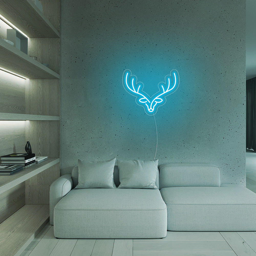 Reindeer LED Neon Sign (Style 1) in Ice Blue