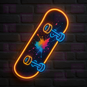 Retro Skateboard LED Neon Sign - Cosmic Graffiti - Paint Splatter - Orange Blue Multi-Color - MEON NEON