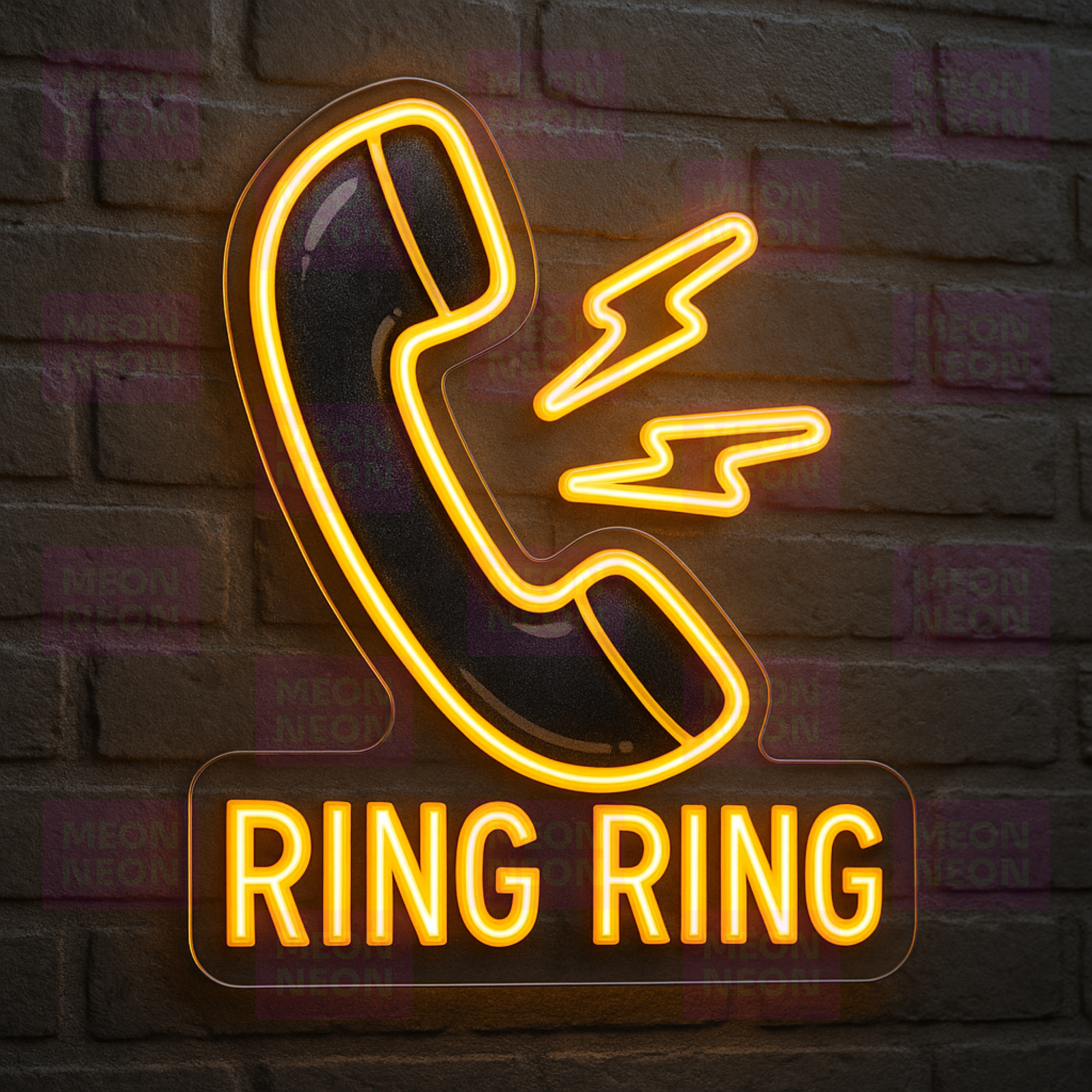 Retro Telephone LED Neon Sign - Vintage Handset - Golden Yellow Communication - Classic Tech - MEON NEON