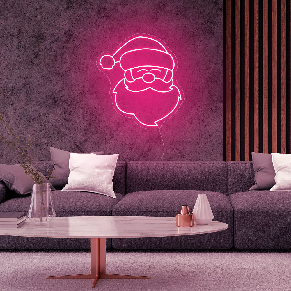 Santa Claus LED Neon Sign in Hot Pink
