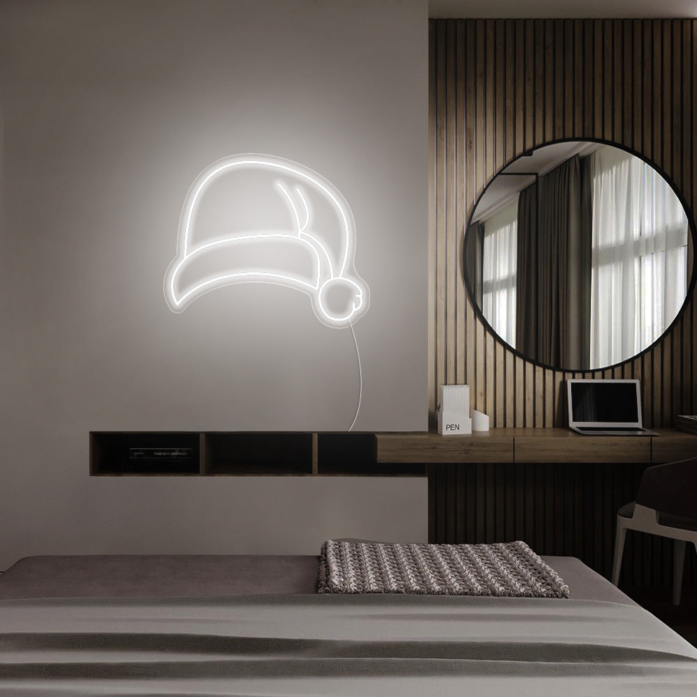 Santa Hat LED Neon Sign (Style 2) in Cool White