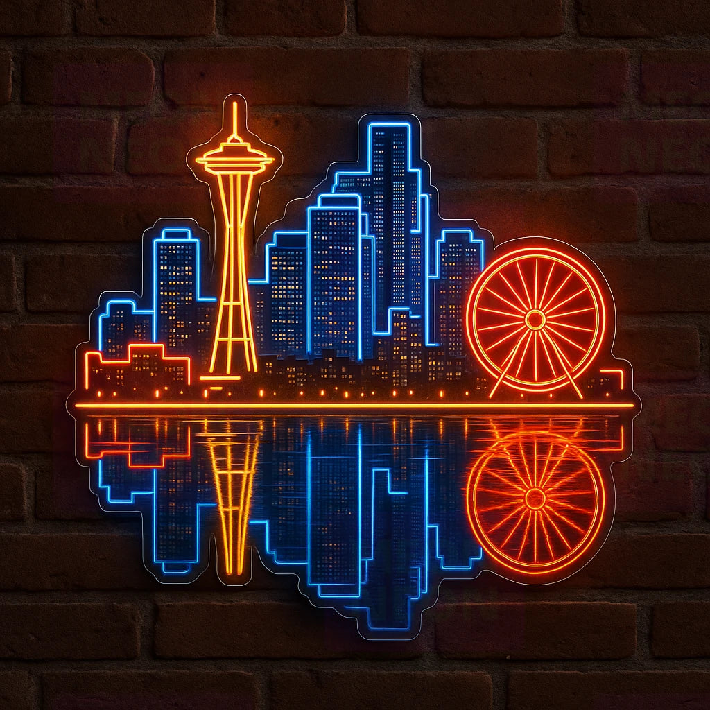 Seattle Skyline Reflection LED Neon Sign