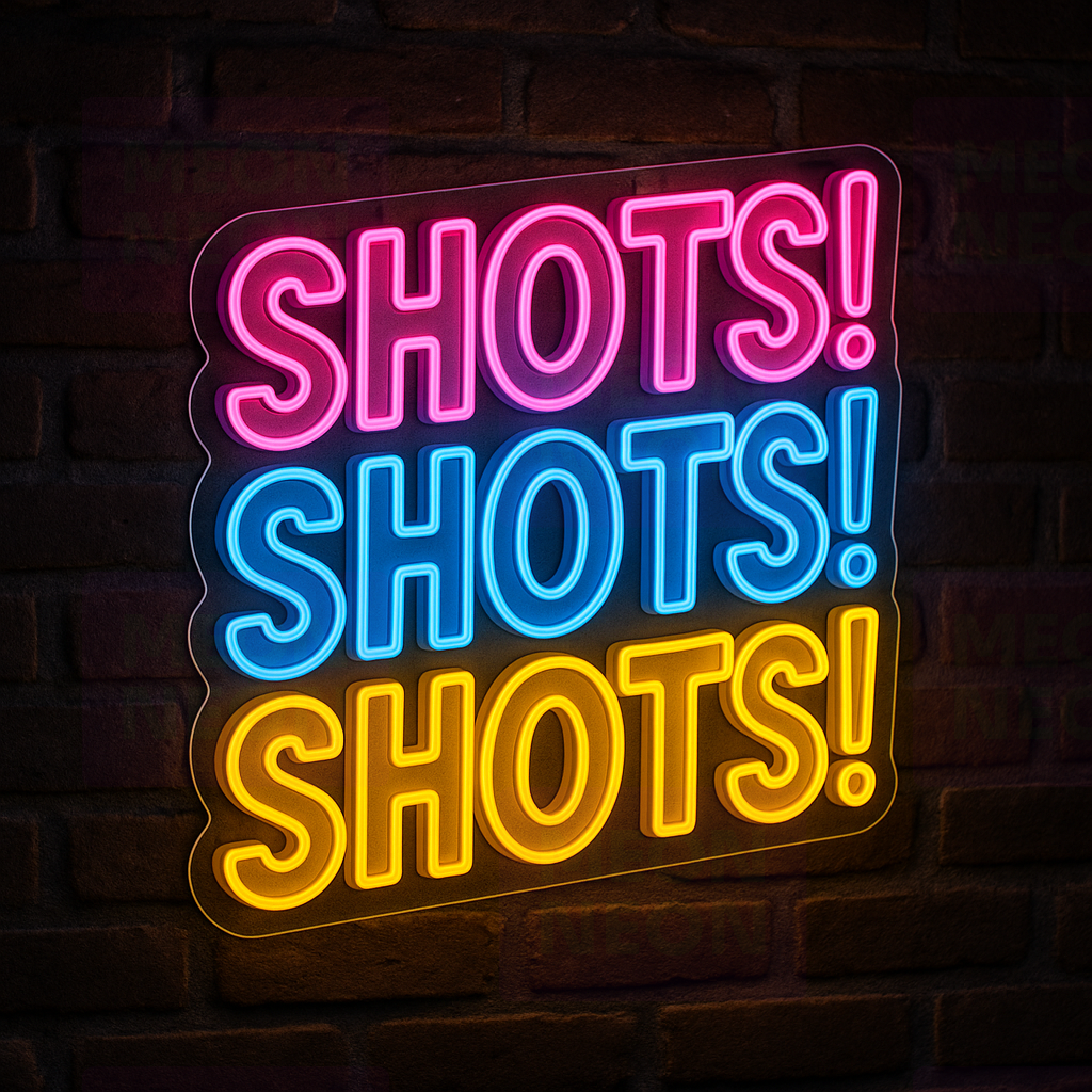 Shots Shots Shots! LED Neon Sign