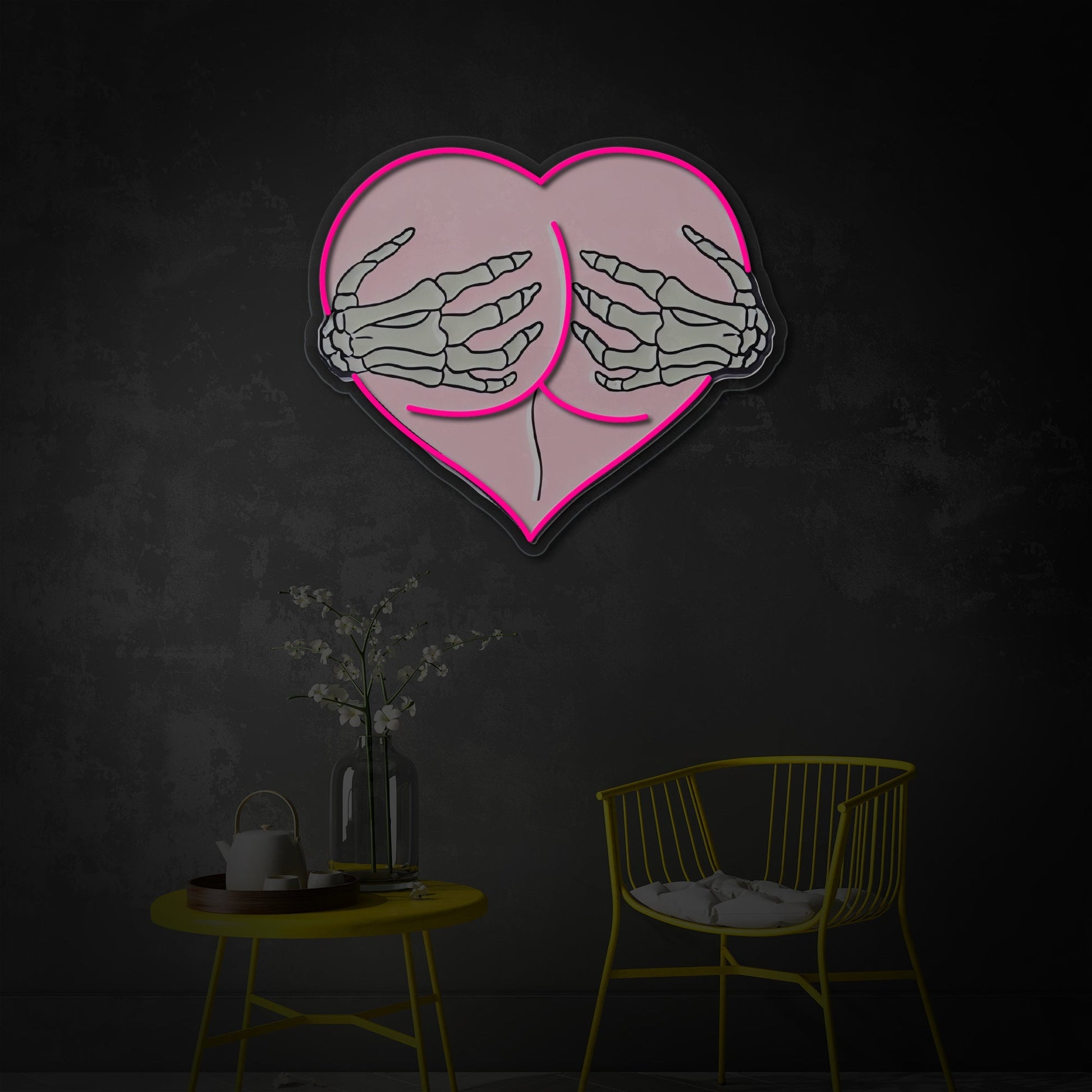 Skeleton Heart LED Neon Sign | Gothic Love Art - MEON NEON