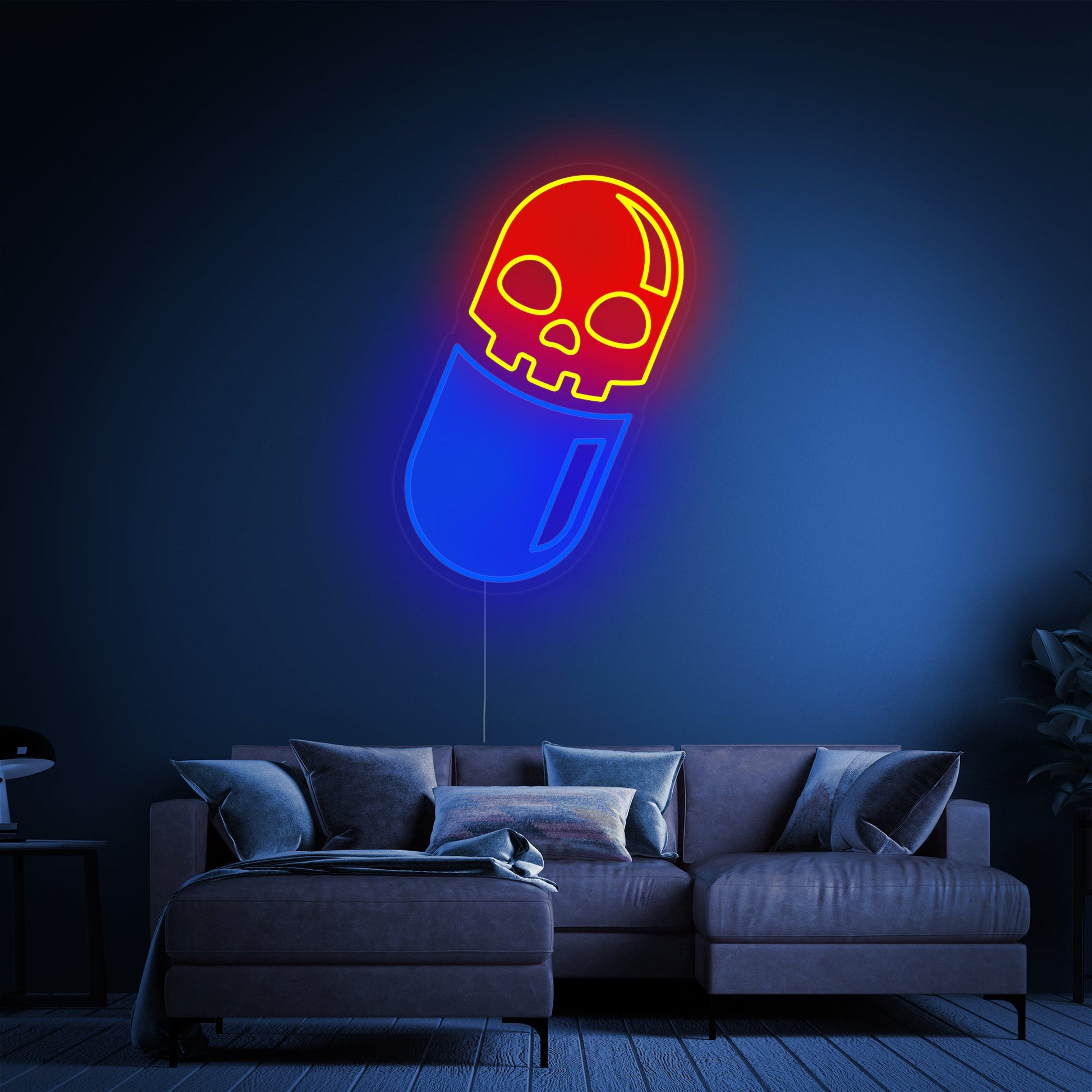 Skull Pill LED Neon Sign | Modern Pop Art - MEON NEON