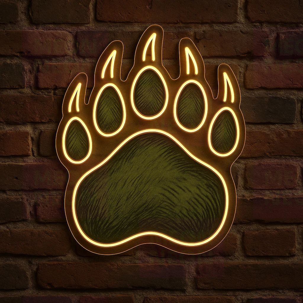 Smoky Mountain Black Bear Paw LED Neon Sign