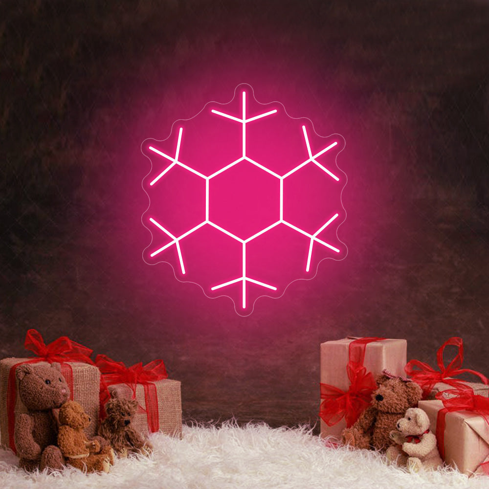 Snowflakes LED Neon Sign in Hot Pink