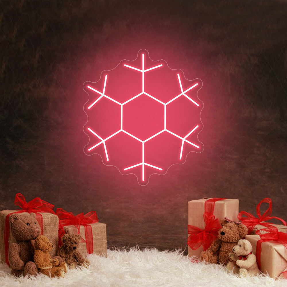 Snowflakes LED Neon Sign in Light Pink