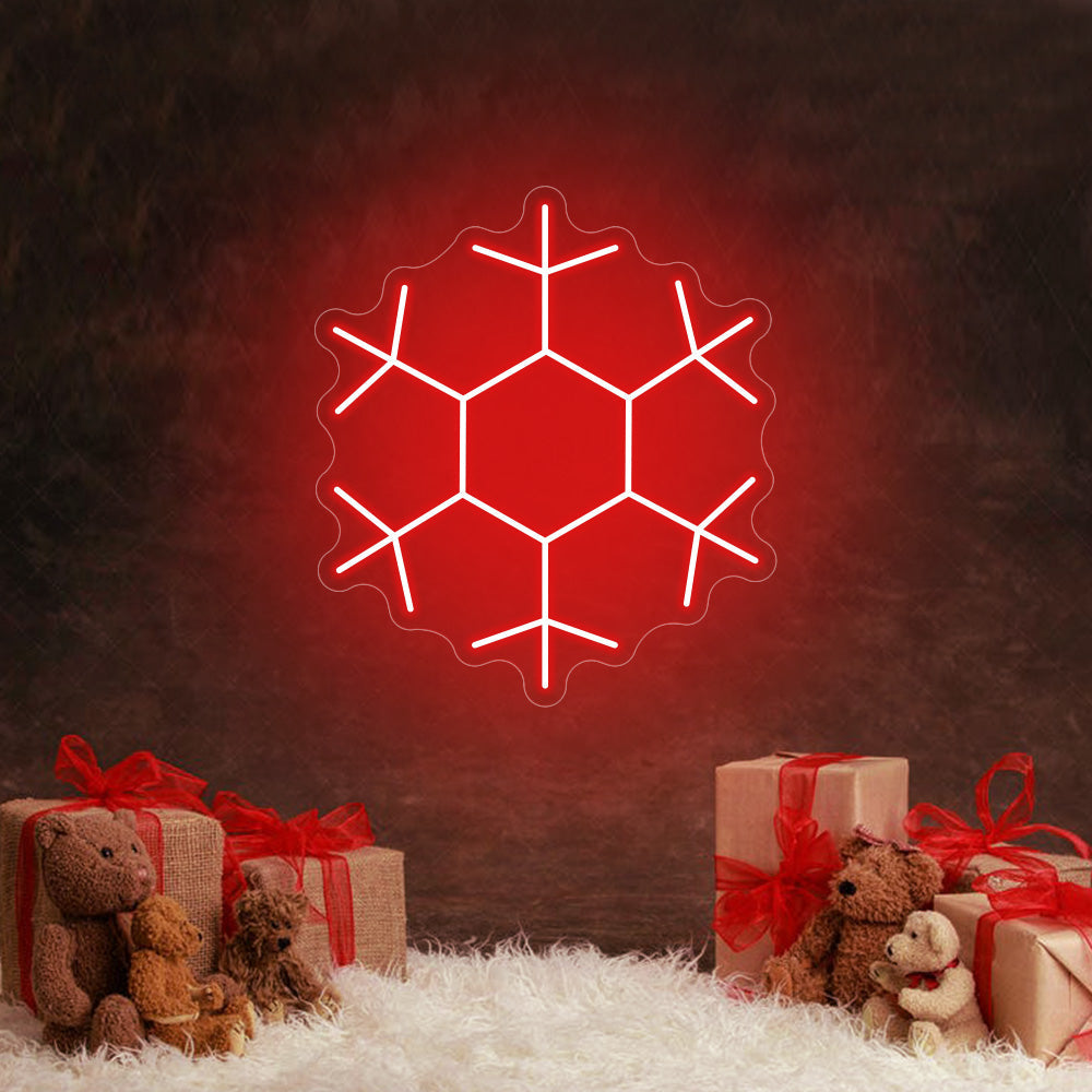 Snowflakes LED Neon Sign in Red