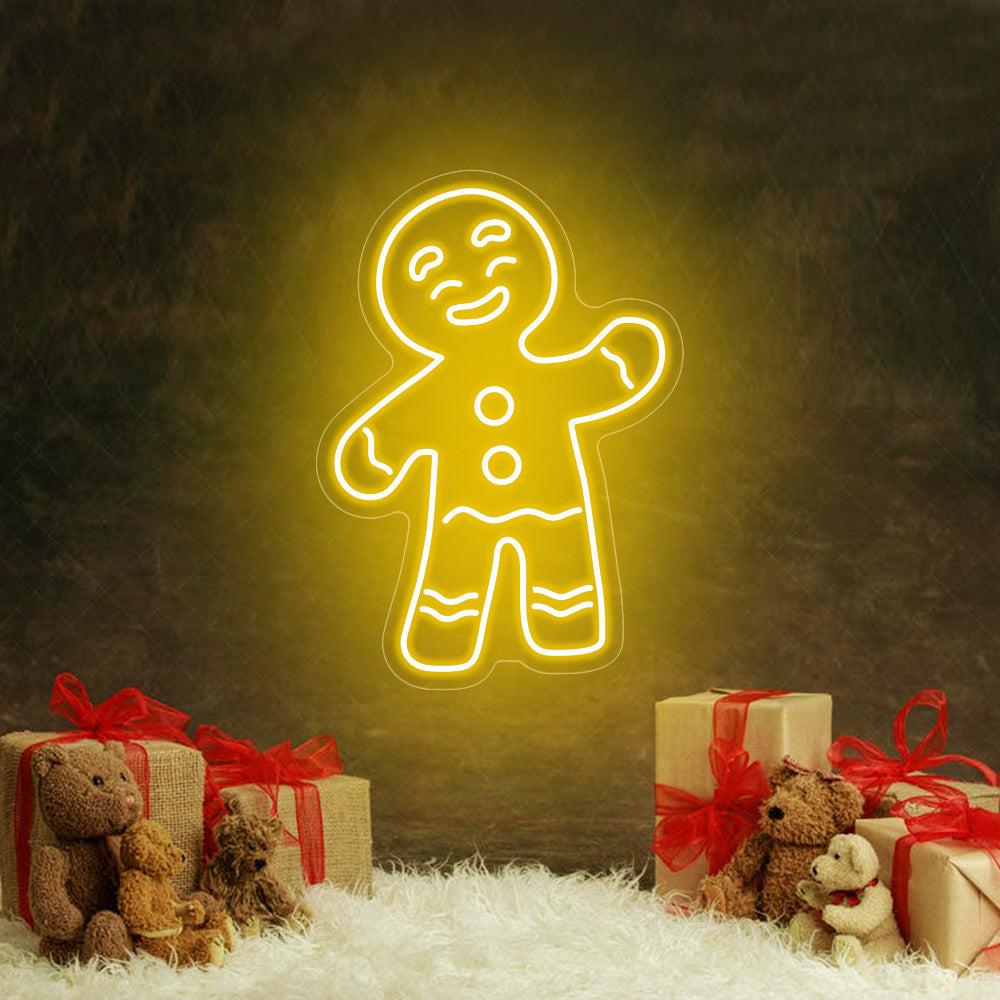 Snowman and Gingerbread Man LED Neon Sign in Blue