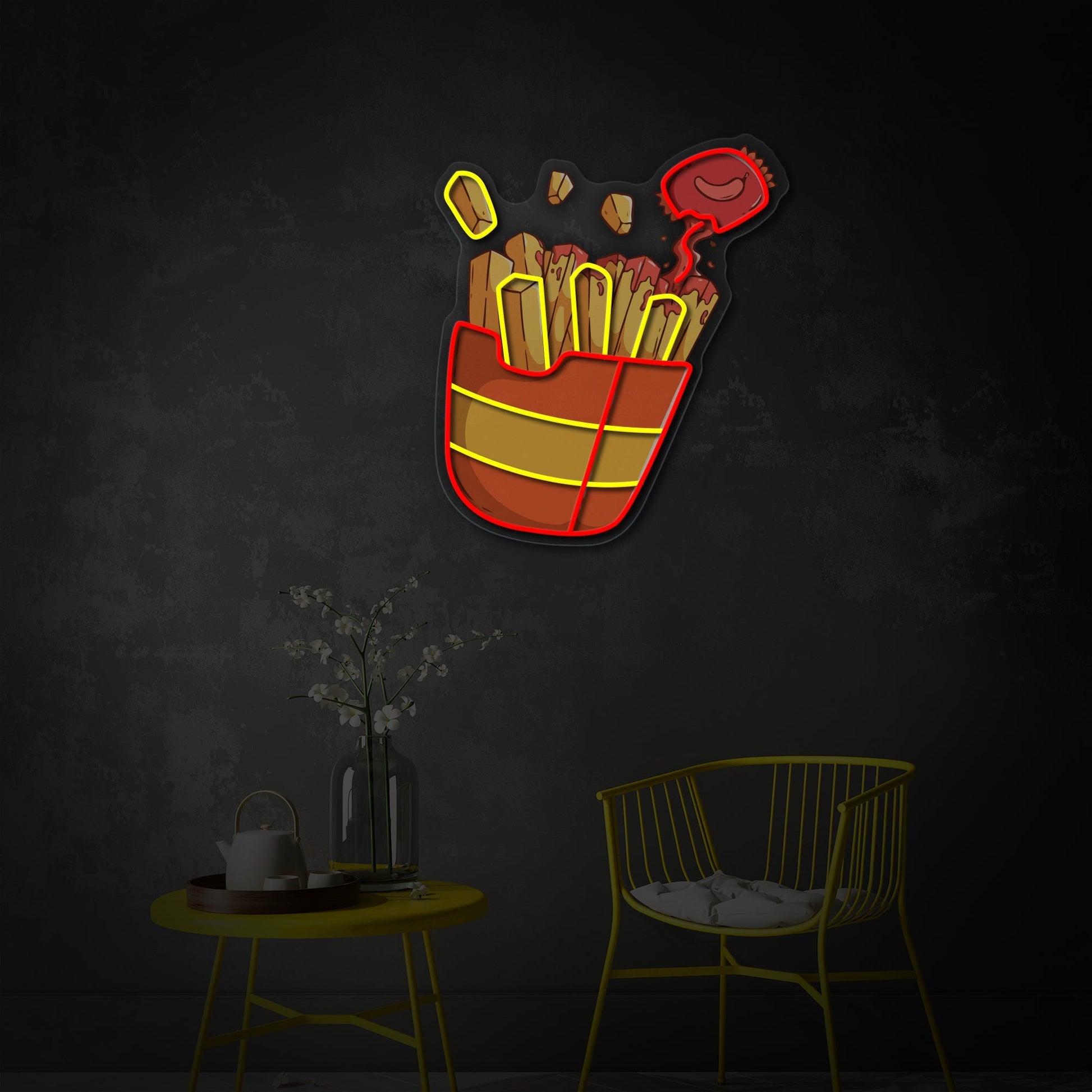 Spicy Fries LED Neon Sign | Fast Food Wall Art - MEON NEON