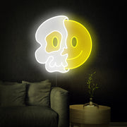 Split Skull Smile LED Neon Sign | Pop Art Wall Light - MEON NEON