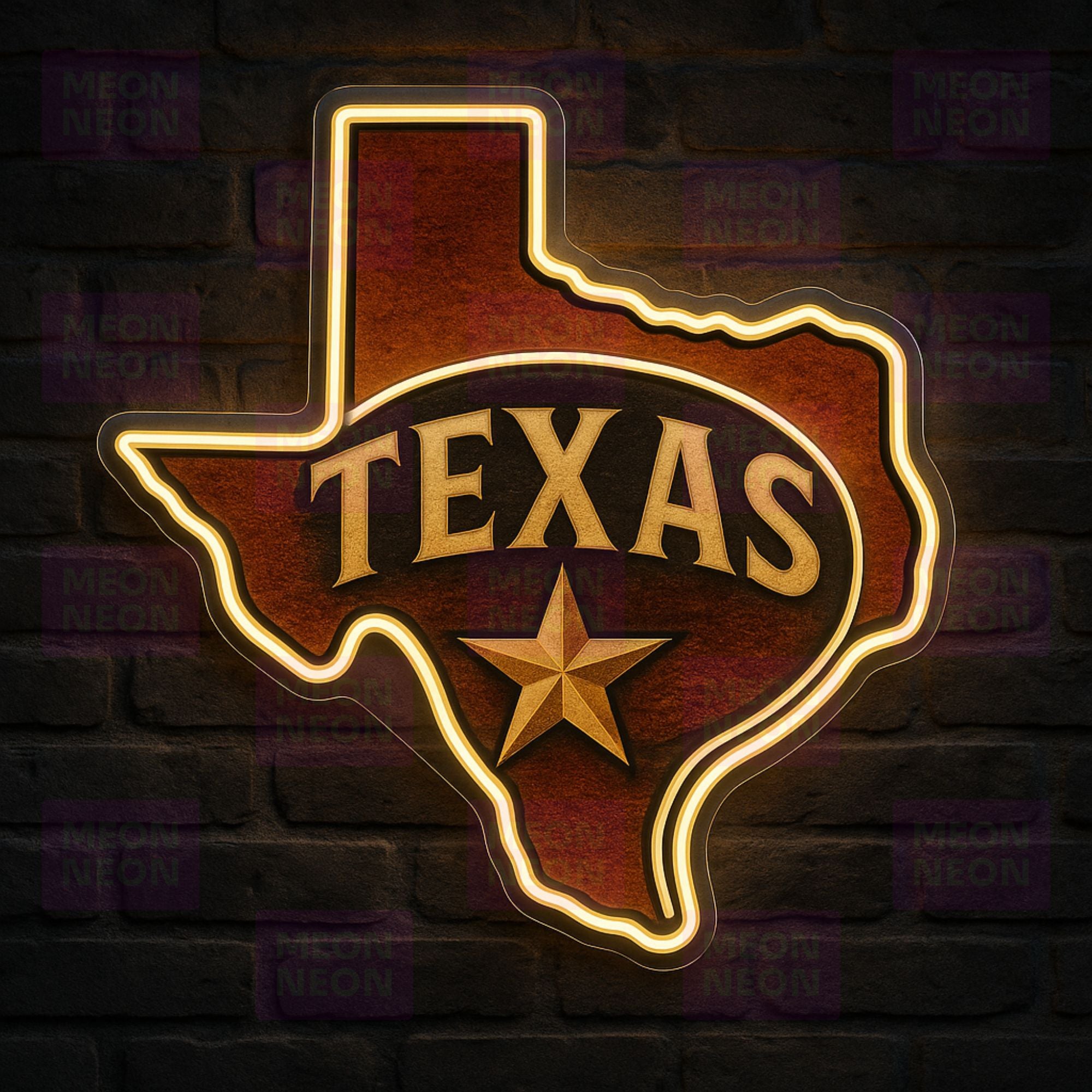 Star State Medallion Circular Texas Star Neon Sign - MEON NEON