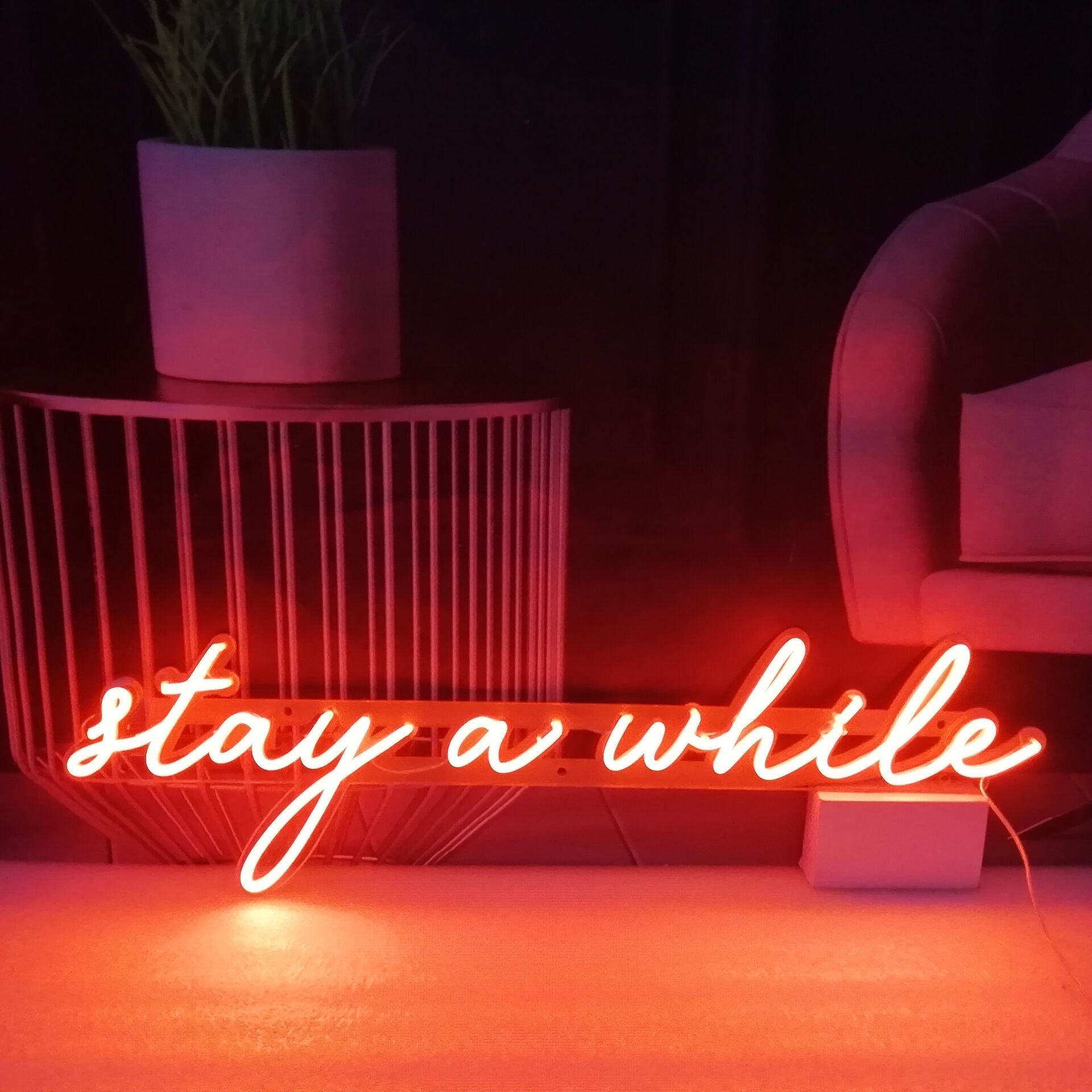 Stay a While LED Neon Sign