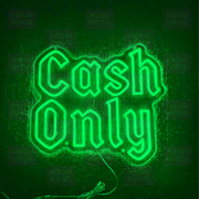 Cash Only LED Neon Sign - Vintage Tattoo Style - Bright Green Lettering - Traditional Shop Policy