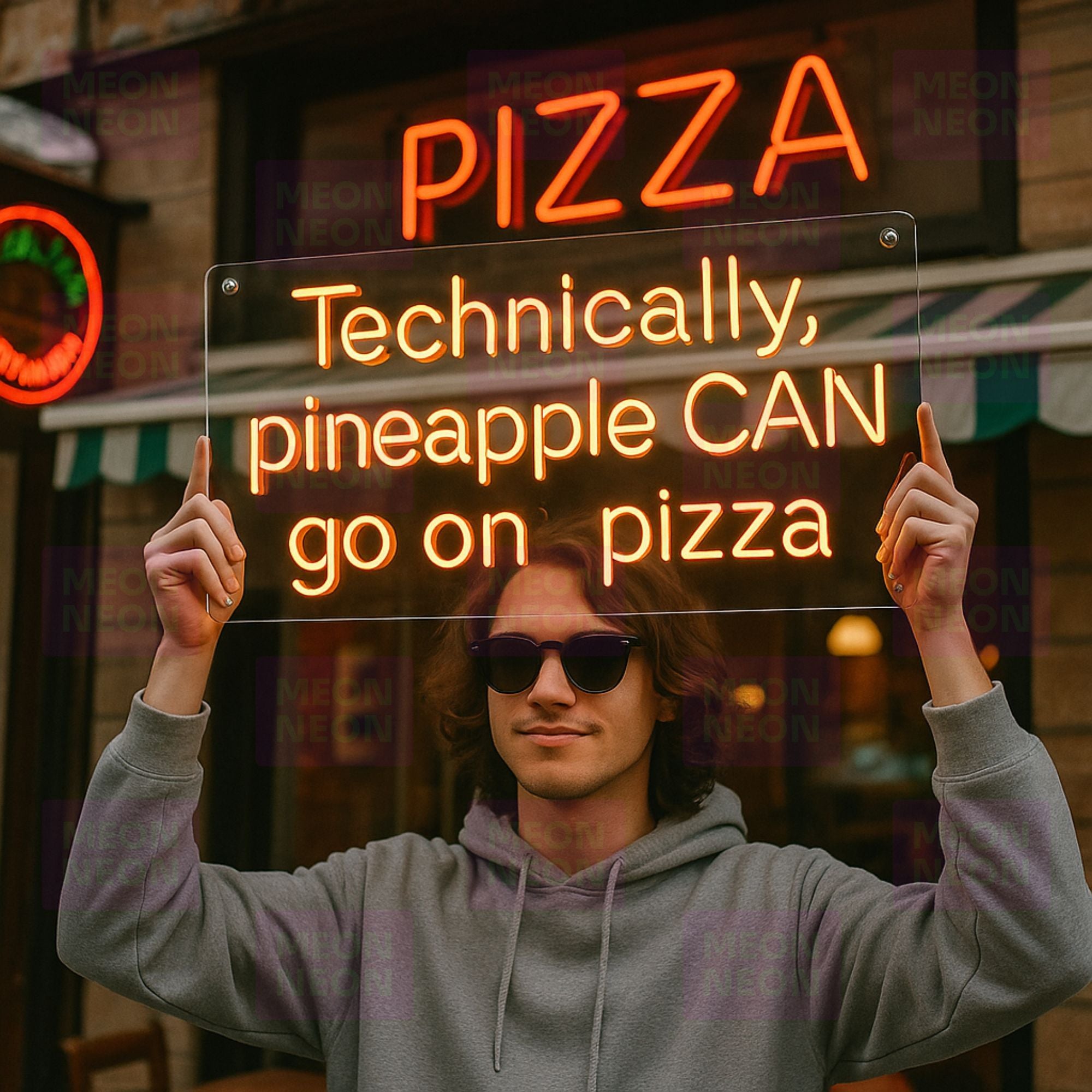Technically Pineapple CAN Go On Pizza - LED Neon Sign - MEON NEON