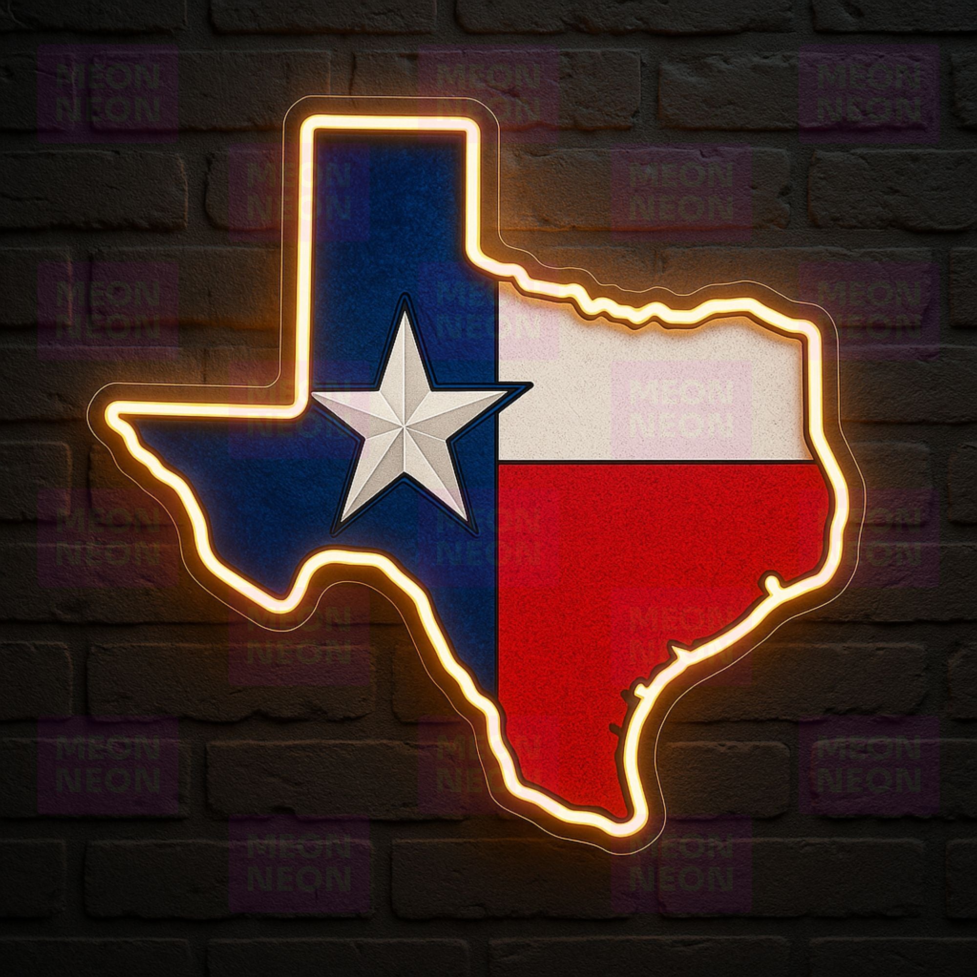 Texas Flag Neon Wall Sign with 3D Star - MEON NEON