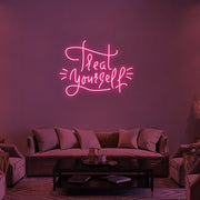 Treat Yourself LED Neon Sign (Style 2) in Hot Pink