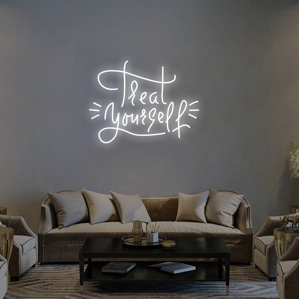 Treat Yourself LED Neon Sign (Style 2) in Cool White