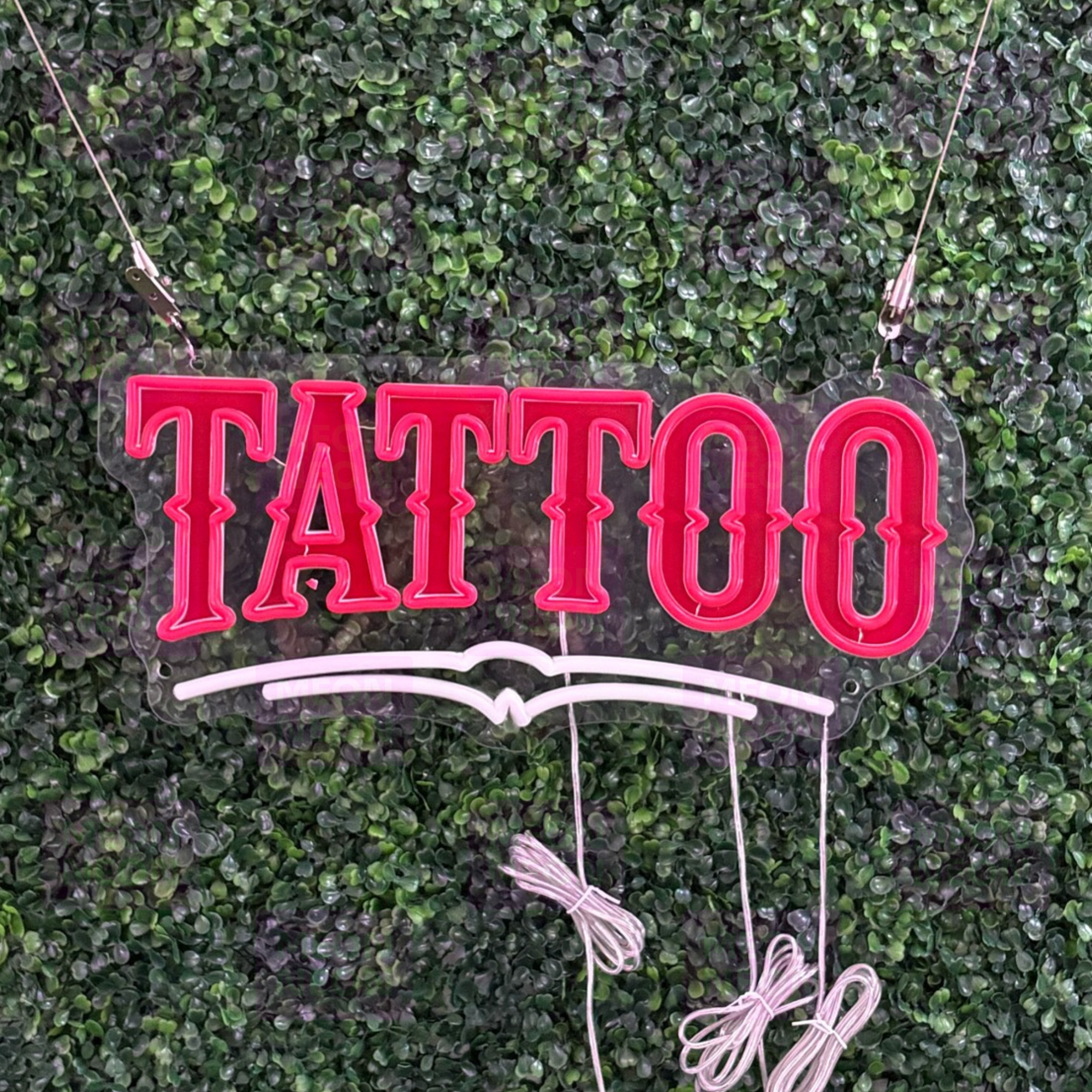 Vintage Banner TATTOO LED Neon Sign - Retro Style - Classic Banner Design - Red & Orange Light - MEON NEON