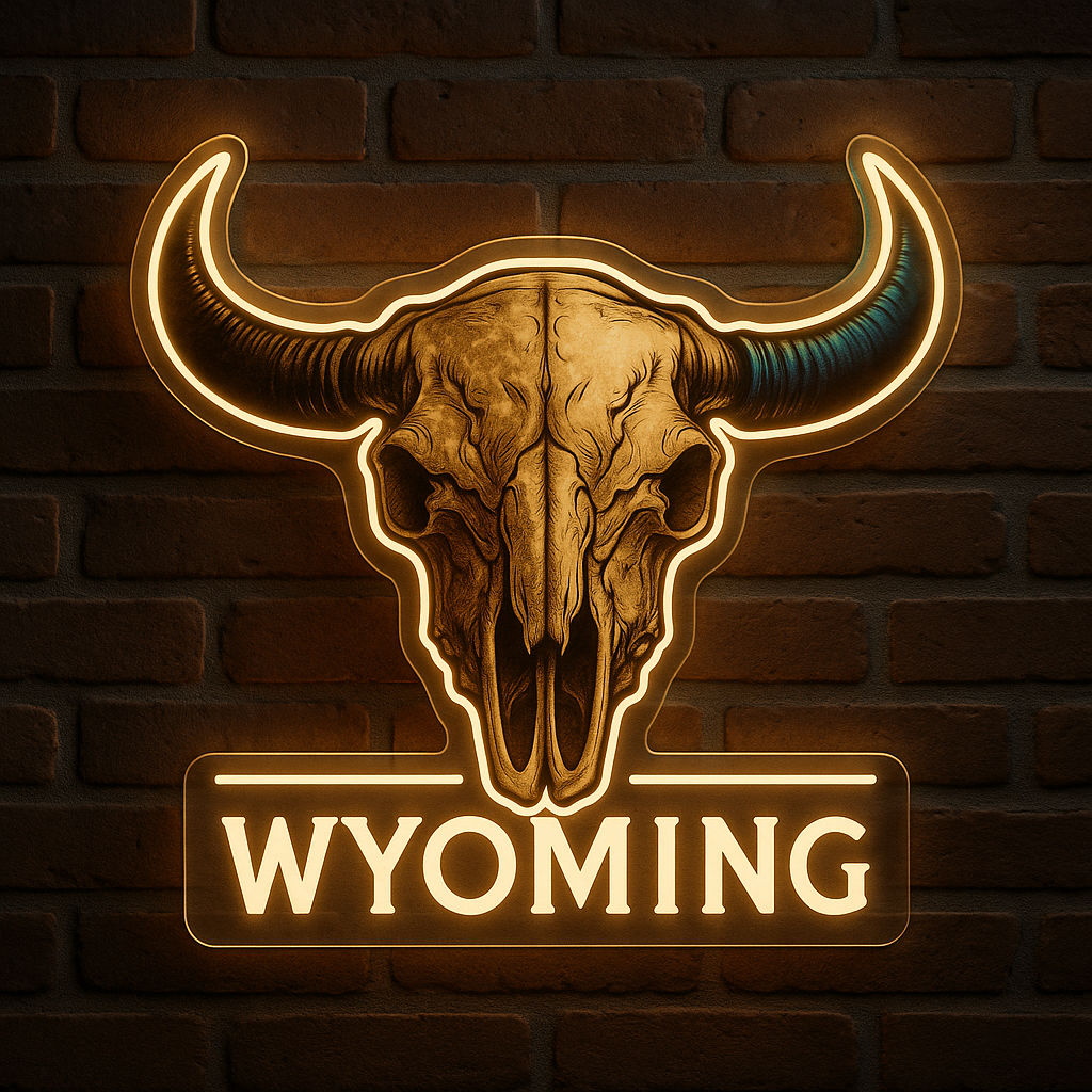Wyo Bison Skull LED Neon Sign