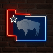 Wyoming Star & Stripes LED Neon Sign
