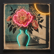Floral Polaroid Dream UV-printed LED neon concept with Pink / Teal / Amber accents