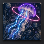 Jellyfish Orbit UV-printed LED neon concept with Purple / Ice Blue / Pink accents