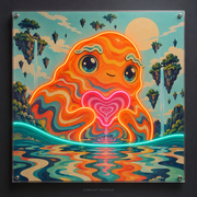 Sunrise Ripple Creature UV-printed LED neon concept with Orange / Pink / Teal accents