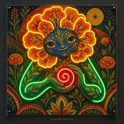 Marigold Frequency Friend UV-printed LED neon concept with Amber / Green / Red accents