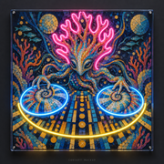 Dream Reef DJ UV-printed LED neon concept with Ice Blue / Pink / Yellow accents