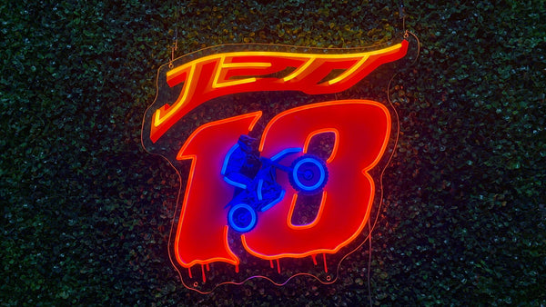 Jett #18 Dirt Bike Neon Sign
