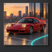Honda NSX — City Sunrise UV-printed LED neon concept with Red / Warm White / Teal accents