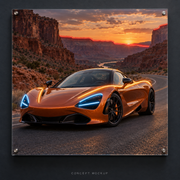 McLaren 720S — Canyon Copper UV-printed LED neon concept with Amber / Ice Blue / Red accents