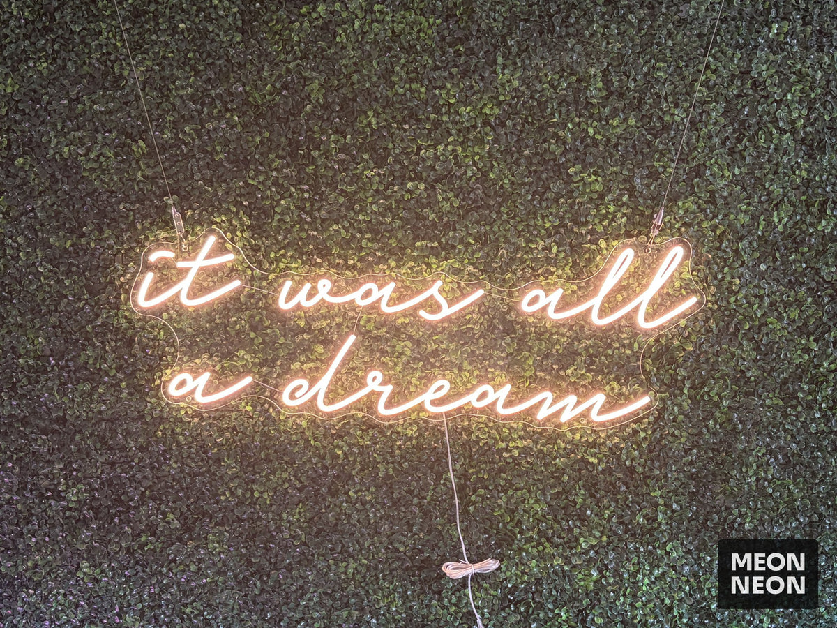 It Was All a Dream LED Neon Sign (Style 1), real photo of a finished Meon Neon sign, lit
