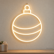 Watermarked concept mockup of the Mini Round Ornament LED Neon Sign in Warm White on a clear acrylic backboard.