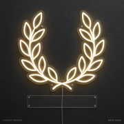 Personalized Laurel Wreath Warm White LED neon concept mockup