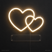 Personalized Couple Hearts Warm White LED neon concept mockup