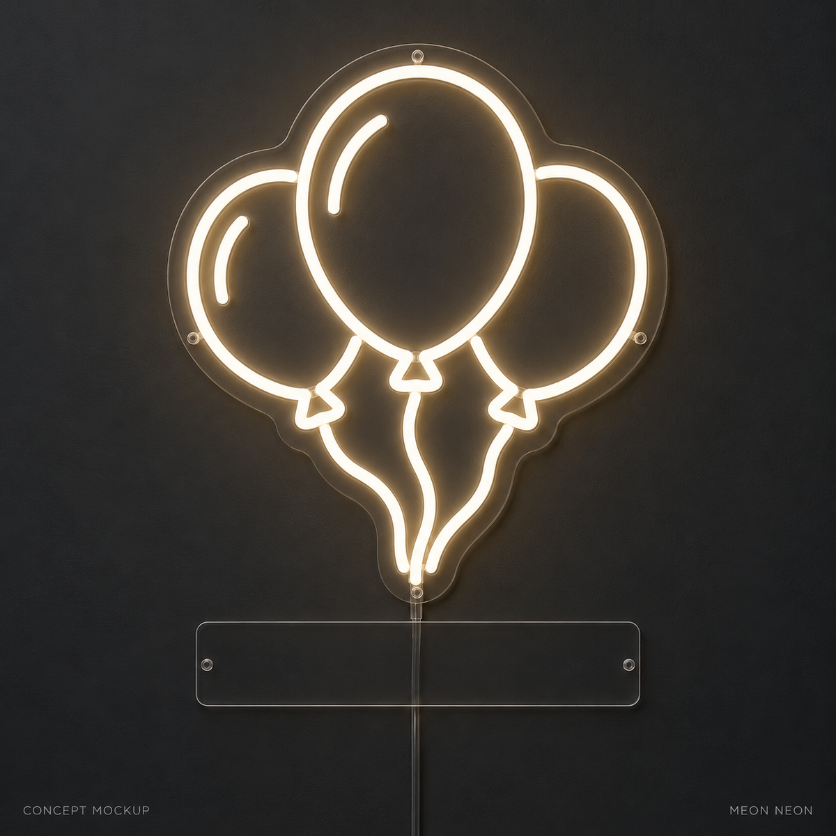 Personalized Birthday Balloon Warm White LED neon concept mockup