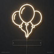 Personalized Birthday Balloon Warm White LED neon concept mockup