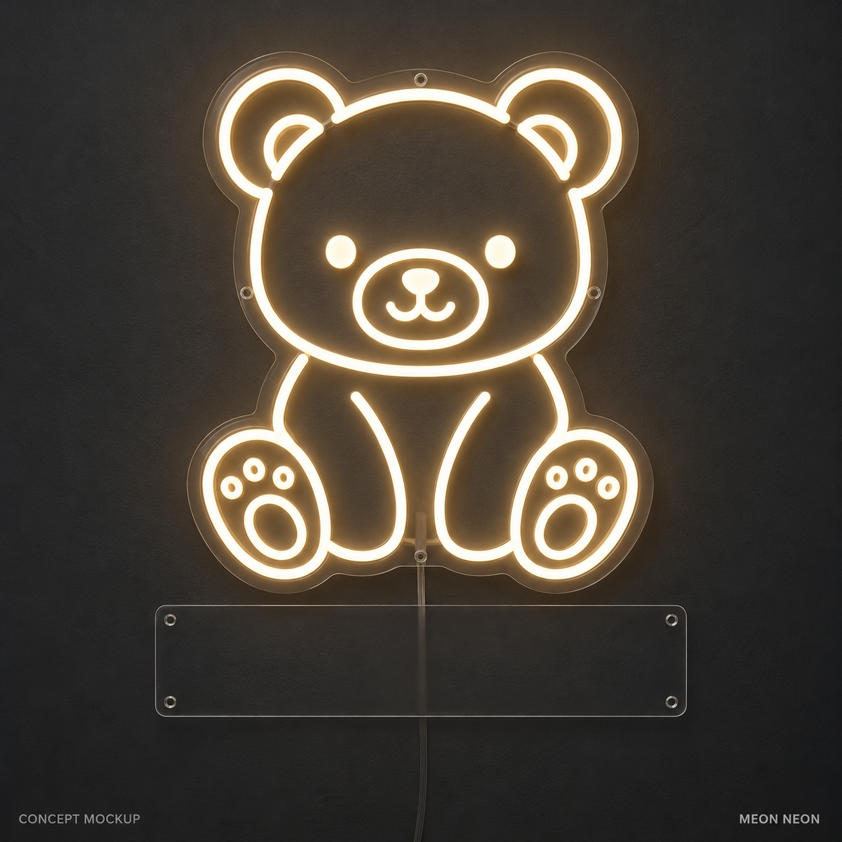 Personalized Baby Bear Warm White LED neon concept mockup